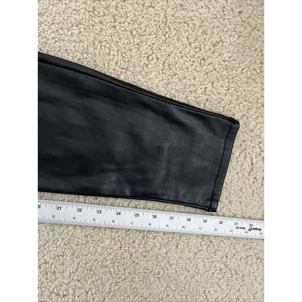 MOTHER Super Swooner Wax On Wax Off Black Faux Leather Pants Size 30